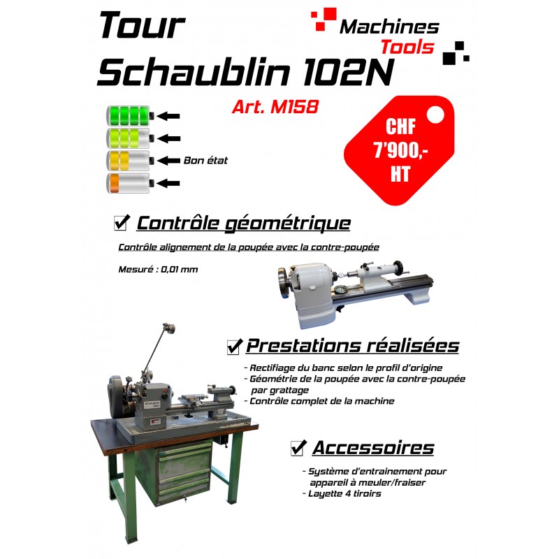 Tour Schaublin 102N sur établi